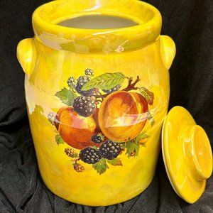 Beautiful Vintage Signed Yellow Lusterware Jar Pottery